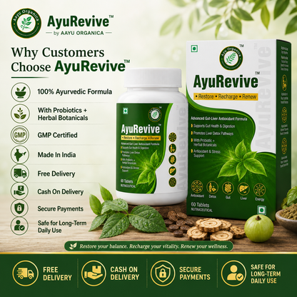 AyuRevive™ Detox, Gut Health, Antioxidant & Energy Support Supplement Pack Of 2