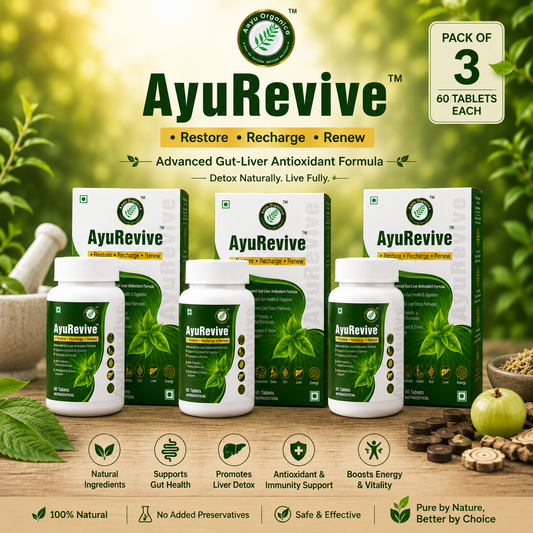Aayu ReviveDaily Detox, Gut Health, Antioxidant & Energy Support Supplement Pack Of 3
