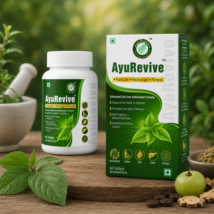 Aayu ReviveDaily Detox, Gut Health, Antioxidant & Energy Support Supplement