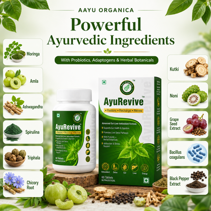 AyuRevive™ Detox, Gut Health, Antioxidant & Energy Support Supplement